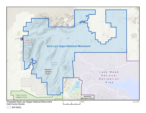 Proposed East Las Vegas National Monument map