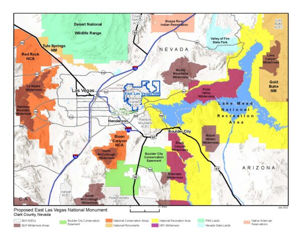 Proposed East Las Vegas National Monument regional map